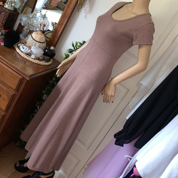 Vtg 80's 90's Jeffrey Rogers cap slv fit flare scoop neck maxi t-shirt dress M - Picture 15 of 16